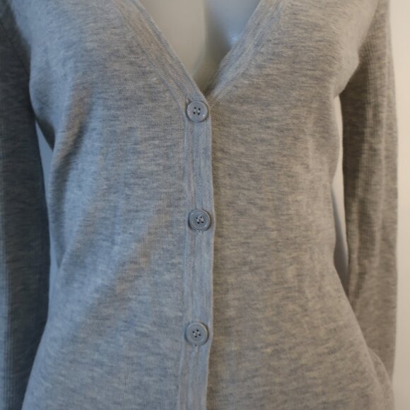 Women Scoop NYC Gray Melange 100% Cashmere Knit V-Neck Cardigan Sweater L - Picture 6 of 11